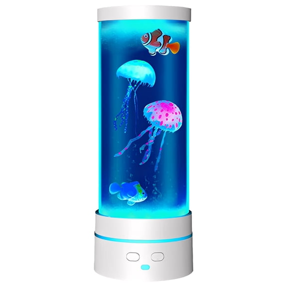 Grusce Jellyfish Lamp, 17 Color Fantasy Aquarium Night Light, Remote Control&USB Powered Artificial Fish Tank Lamp with Moving Fish, Decoration for Living Room and Office