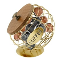 Grusce K Cup Holders for Counter, Coffee Pod Holder, Large Capacity Coffee Station Organizer, Metal Coffee Pods Storage Basket, Coffee Bar Decor with Lid, Gold