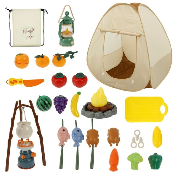 Grusce Kids Sturdy Toddler Camping Gear Toys Kit, Camping Set Safe Tent Toys, Smooth Pop Up Play Tent Toys Kit for Children Playing Game