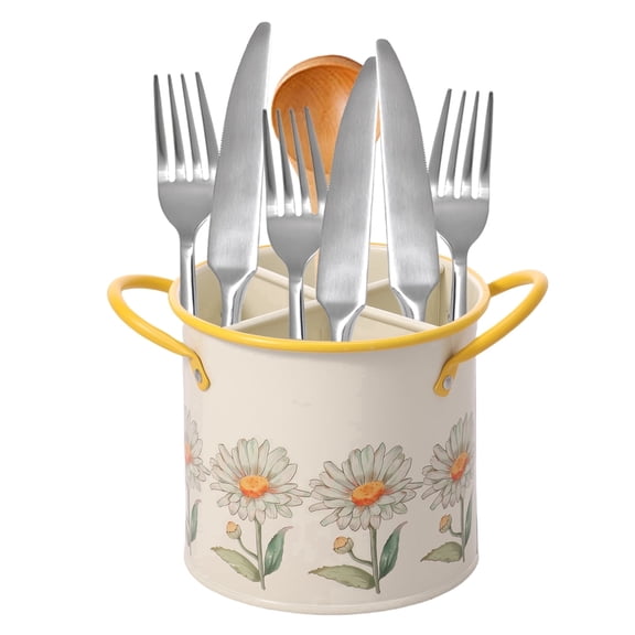 FUYGRCJ 4 Compartments Kitchen Utensil Holder for Countertop, Kitchen Cooking Utensil Organizer, Cooking Silverware Caddy, Flatware Spoon Spatula Tool Cutlery Container, Farmhouse Spatula Holder