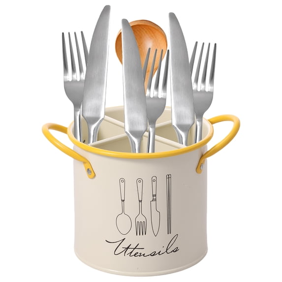 FUYGRCJ Metal Kitchen Utensil Holder with Drain Holes, Rustproof Spatula Organizer with 4 Removable Compartments for Countertop