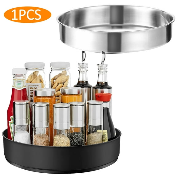 Grusce Lazy Susan Turntable Organizer,10”Non-Slip Kitchen Storage Spice Rack Spinning Organizer for Cabinet Pantry Kitchen Countertop Bathroom Refrigerator Table Storage