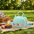 thumbnail image 1 of Insulated Lunch Bag for Women, Reusable Lunch Tote Bag with Shoulder Strap and Embroidery Letters, Small Thermal Cooler Bag for Work, School, Picnic, Green, 1 of 8