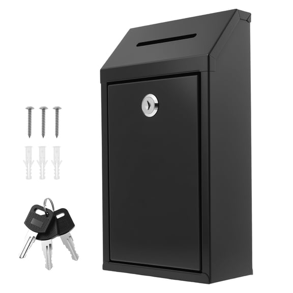 FUYGRCJ Metal Suggestion Box, Donation Box with Slot Drop Box with Lock and Key, Collection Box, Mailbox Wall Mount Drop Box Ballot Box for Home Office Outdoor