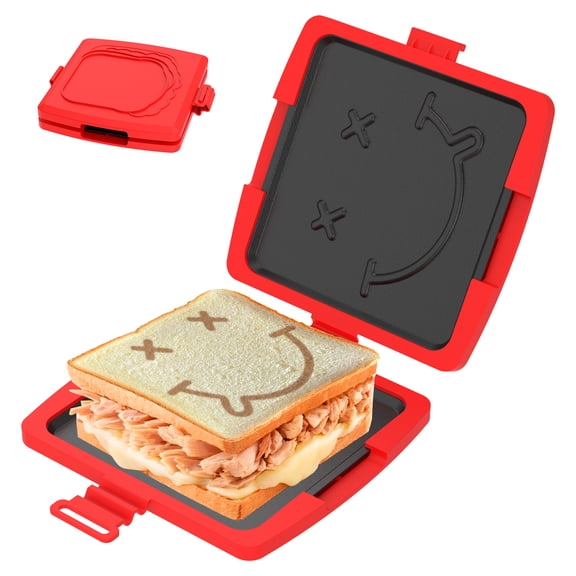 Grusce Microwave Sandwich Maker, Toastie Maker, Sandwich Toaster, 3 Minute Microwave Toastie Grill, Safe Panini Press Dishwasher Safe for Travel Office Dorm RV