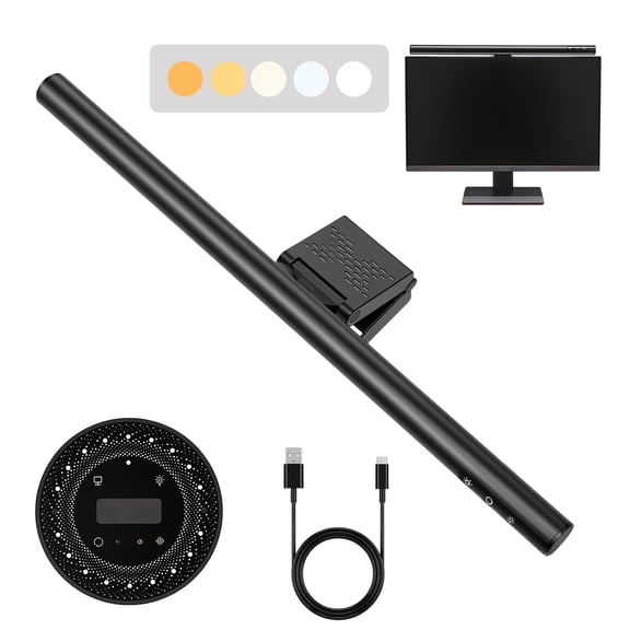 Grusce Monitor Light Bar with Remote Control, Computer Monitor Lamp Anti Glare Eye Protection for Office Gaming Continuously Dimmable