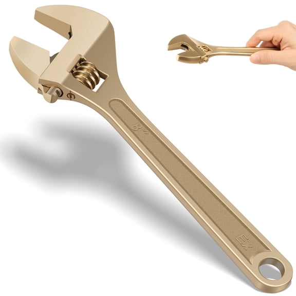 Grusce Non Sparking Tool, Adjustable Wrench, 8 Inches No Spark Spanner, Aluminum Bronze Non Magnetic Adjustable Wrench for Oil Gas Industry