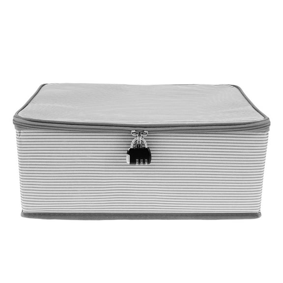 Grusce Nonwoven Lockable Storage Box, Foldable Clothes Organizer Container with Zipper Lid for Home Storing