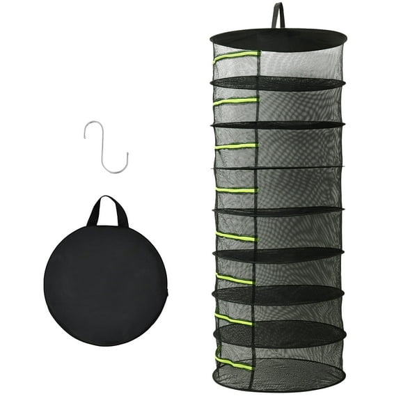 Grusce Nylon 8 Layer Herb Drying Rack, Stable Support Hanging Drying Rack Mesh, Well Vented Herb Dryer Net with Zipper for Gardening