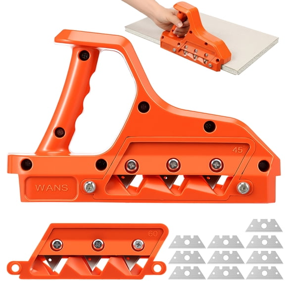 Grusce Plasterboard Edger Cutter, 45° 60° Gypsum Board Chamferer Ergonomic Drywall Edge Hand Plane with 10 Blade for Drywall Plasterboard Fiberboard Corkboard Plastic