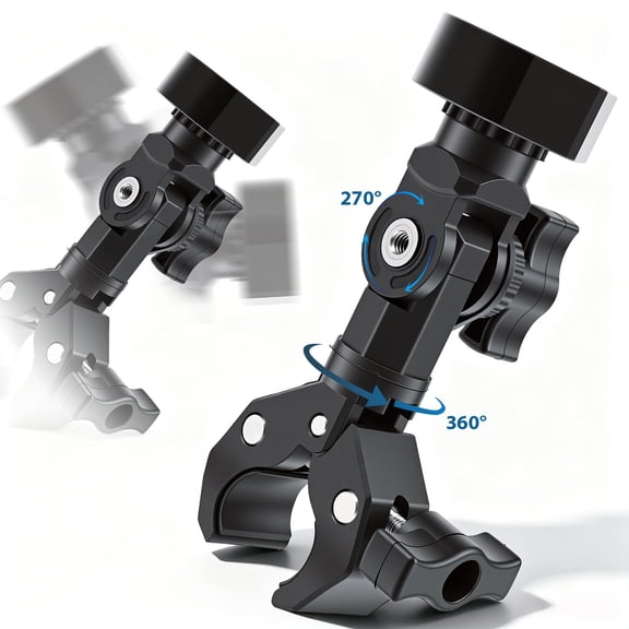 Grusce Plastic Mini Mount Bracket, Pole Mount 360 Rotatable 270 Tilt Adjustable Clamp Bracket, Weather Resistant for RV Yacht Vehicle Pole Installation