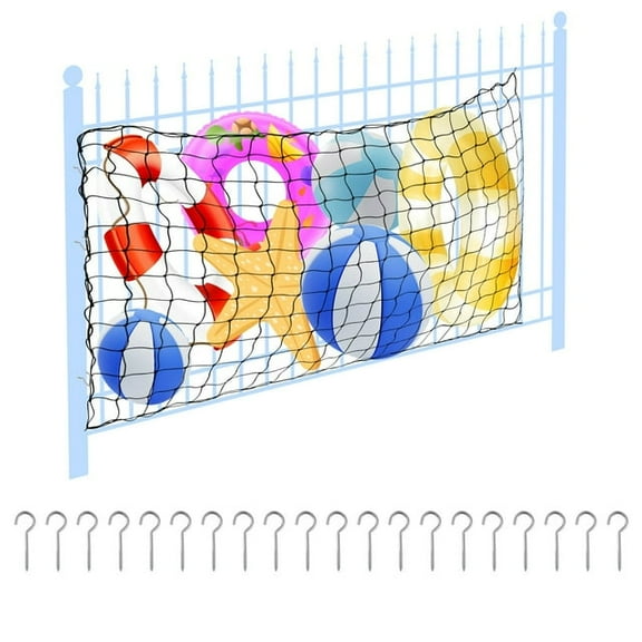 FUYGRCJ Pool Toy Float Storage Net, Large Capacity Elastic Mesh Fence Net, Outdoor Hanging Pool Storage Organiser, Easy Installation for Swim Ring Ball Inflatable Toy