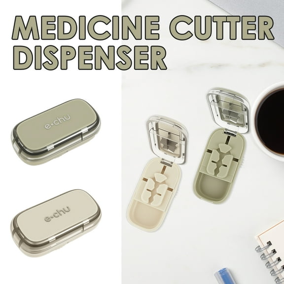 Grusce Portable Pill Cutter, Pill Cutter Splitter for Small and Tiny Pills with Stainless Steel and Centering Guide Tablet, Accurate Pills Alignment, Cutters Halves/Third/Quarters, Easy to Carry