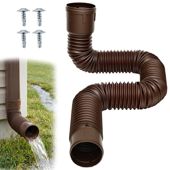 Grusce Rain Gutter Downspout Extensions, Flexible Downspout Extender for Rainwater Drainage, Easy Install Drainage Pipe for Foundation Protection