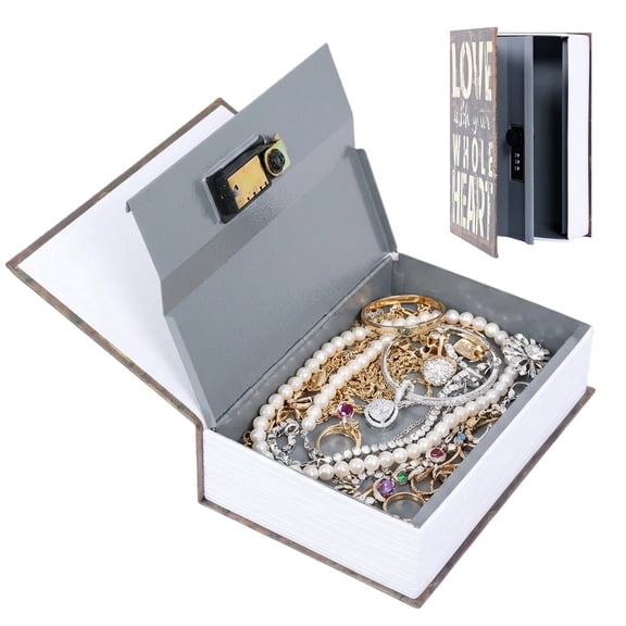 Grusce Real Paper Diversion Book Safe Storage Box Dictionary Secret Safe with Combination Lock Anti Theft Book Hidden Lock Box for Cash Jewelry