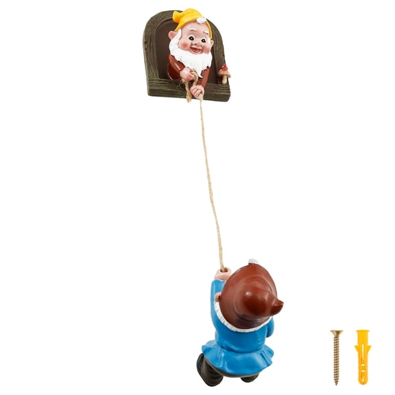 Grusce Resin Climbing Gnomes Tree Faces Decor Adorable Climbing Gnomes, Adorable Gnome Elf Out Hugger Fairy Door Statue for Tree, Tree Sculpture for Outdoor Garden Yard Porch Wall Decoration