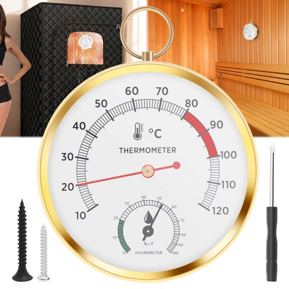 Grusce Sauna Thermometer Hygrometer Combo – Precise Wall/Lanyard Mounted Indoor Mechanical Temperature Humidity Gauge for Steam Sauna Room Temperature Range 68-212°F, Humidity Range 0-100%