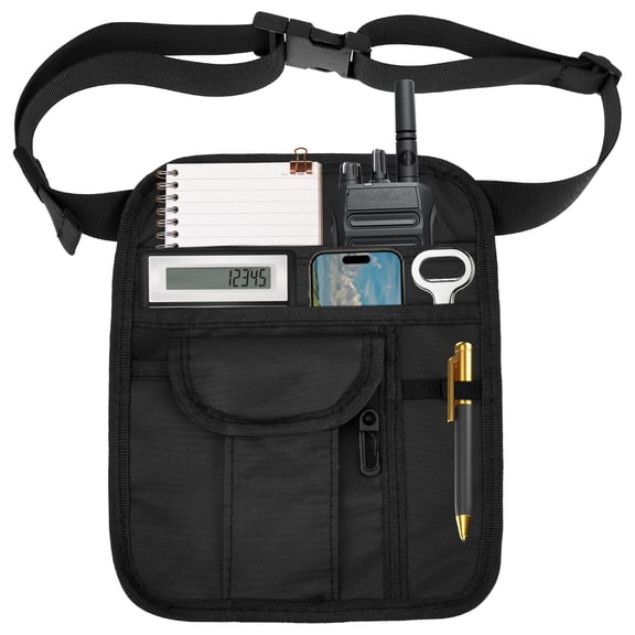 Grusce Server Apron Waist Pouch, Restaurant Waiter Waist Tool Pouch Bag with Adjustable Belt, Utility Money Bag Working Serving Apron with Pockets for Waitress for Restaurant Hotel Bar