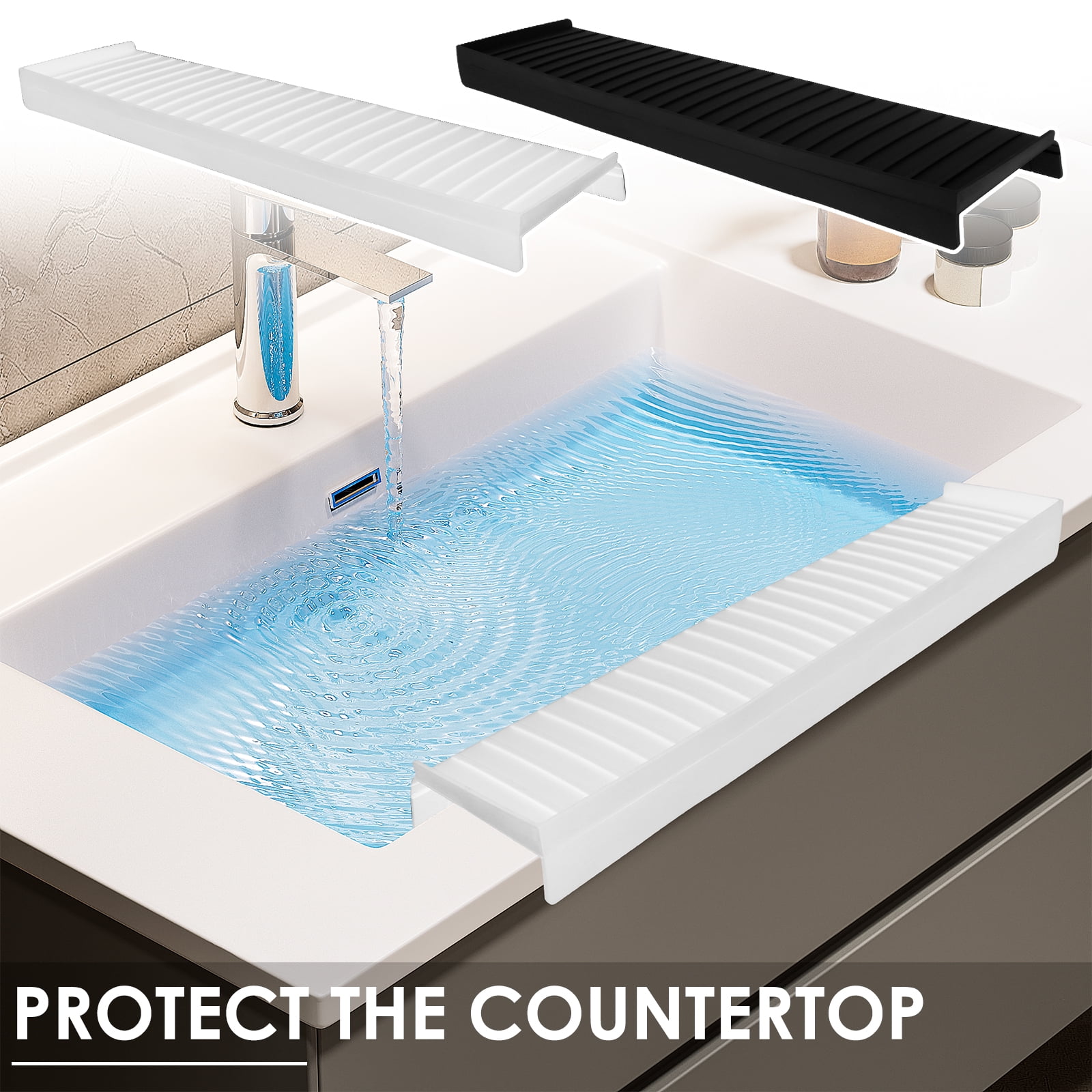 Grusce Sink Edge Protector Silicone Sink Edge Guards DIY Cuttable Sink