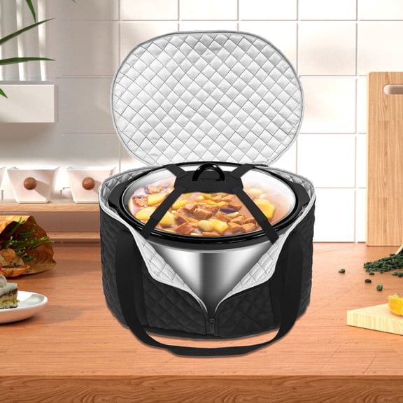 FUYGRCJ Slow Cooker Carrying Case, Compatible with 6-8 Quart Carrier for Hot Food and Beach Slow Cooker Tote with Lid Fastener for Dust Cover Appliance