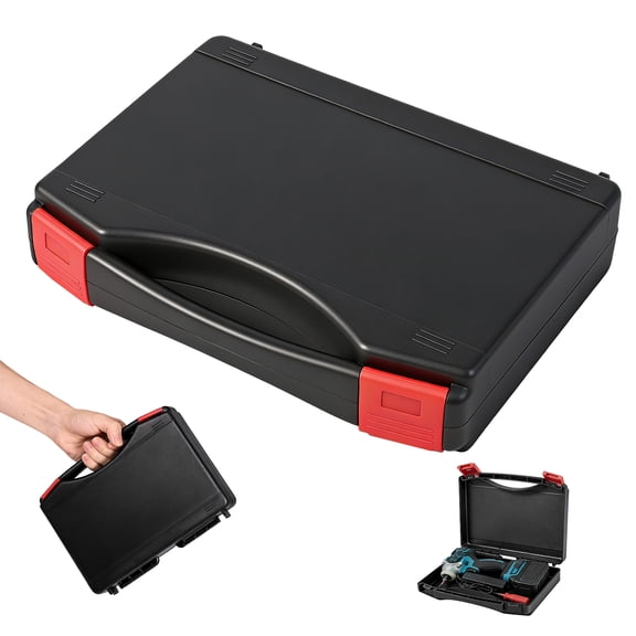 Grusce Small Hard Case Tool Box, Flat Top Tool Storage Case, Organizer Box Carrying Case with Dual Latch for Household Workshop Car Outer