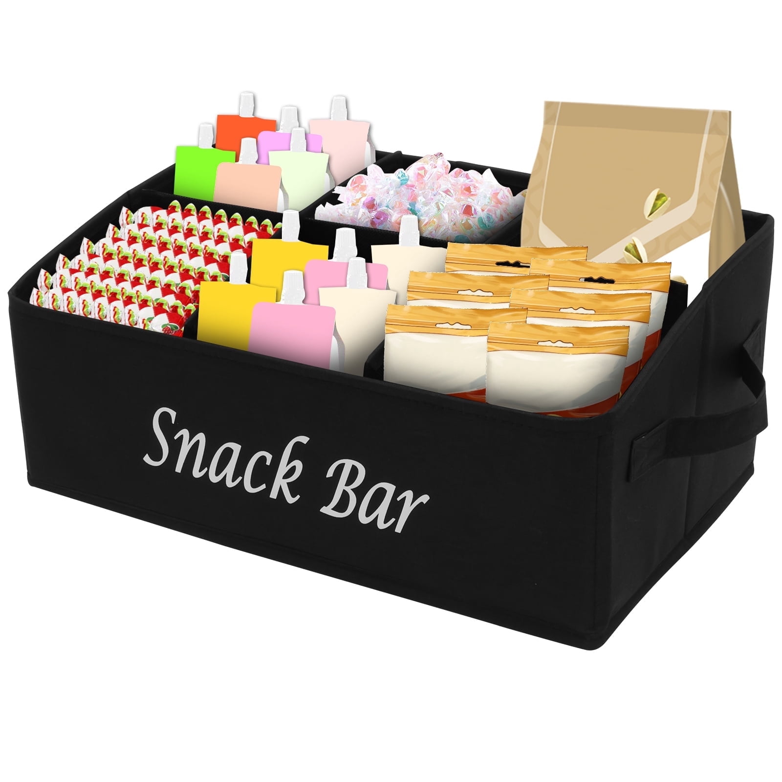 Grusce Snack Organizer for Countertop Fabric Snack Basket Organizer ...
