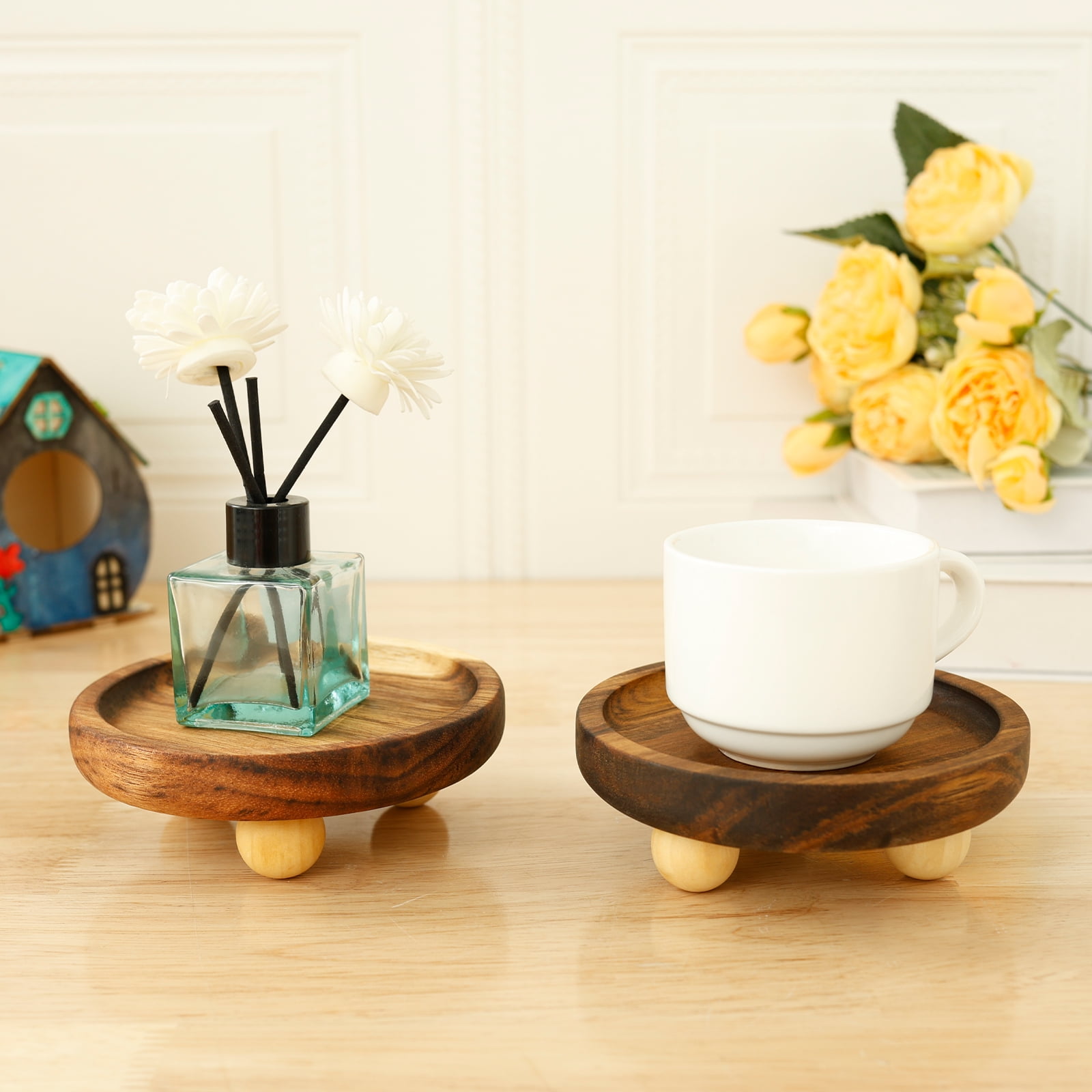 Grusce Solid Wooden Display Riser Multipurpose Smooth Round Oval ...