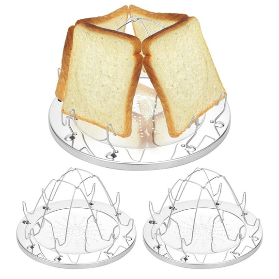 Grusce Stainless Steel Camping Toaster Kit, Camp Stove Toaster, 4 Slices Folding Toast Holder for Hiking