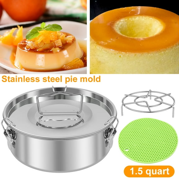 Grusce Stainless Steel Flan Mold 60 oz,Compatible with Instant Pot 6 qt [8qt avail],Mexican Design Flanera Flan Maker,Flan Pan,Moldes para Flan - Flaneras Moldes con Tapa