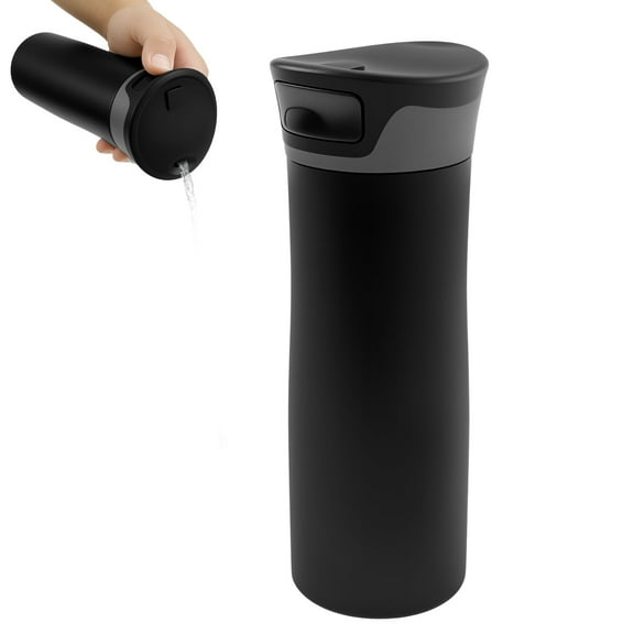 Grusce Stainless Steel Insulated Coffee Mug for Beer Milk Water, Beverage Airtight Sealing Thermal Drinking Cup with Press Button for Home Car Travel Office