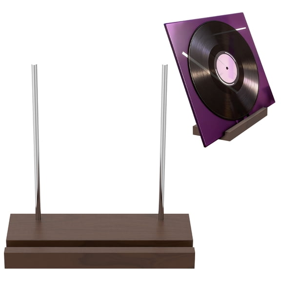 Grusce Tabletop Vinyl Record Holder, Now Playing Record Stand, Solid Wood for Tabletop Holds Any Size Record, Single Album Display and Storage