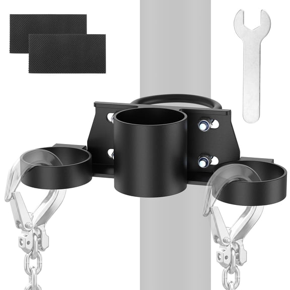 Grusce Trailer Safety Chain Holder with 7 Pin Plug Socket, Heavy Duty Rust Resistant Aluminum Trailer Hitch Organizer for Clean Connection