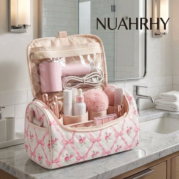 Travel Hair Dryer Case Compatible with Styler, Portable Storage Organizer Bag for Hair Styling Tools, Padded Cosmetic Case with Hanging Hook for Travel & Home