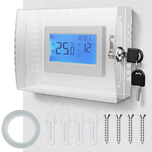 Grusce Universal Thermostat Lock Box Heavy Duty Large Cover with Key Lock Avoid Unauthorized Adjustments for Home Office Rental Property Fits Thermostat