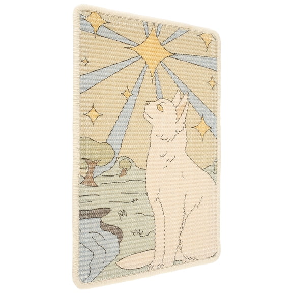 Grusce Vertical Cat Scratcher Mat With Cat Pattern Space Saving Anti Scratch Cat Scratching Pad Versatile Wear Resistant Sisal Cat Scratch Mat for Wall Couch Carpet