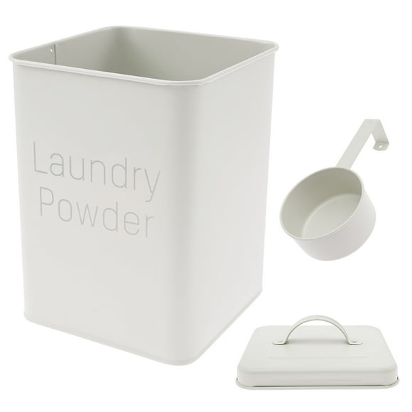 FUYGRCJ Washing Powder Storage Box, 3L Metal Laundry Detergent Storage Container, Laundry Powder Container Bin with Handle Lid Spoon for Laundry Room Travel