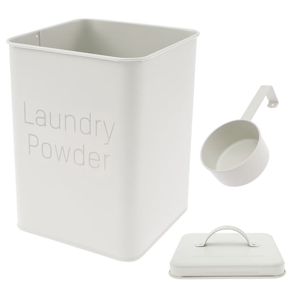 FUYGRCJ Washing Powder Storage Box, 3L Metal Laundry Detergent Storage Container, Laundry Powder Container Bin with Handle Lid Spoon for Laundry Room Travel