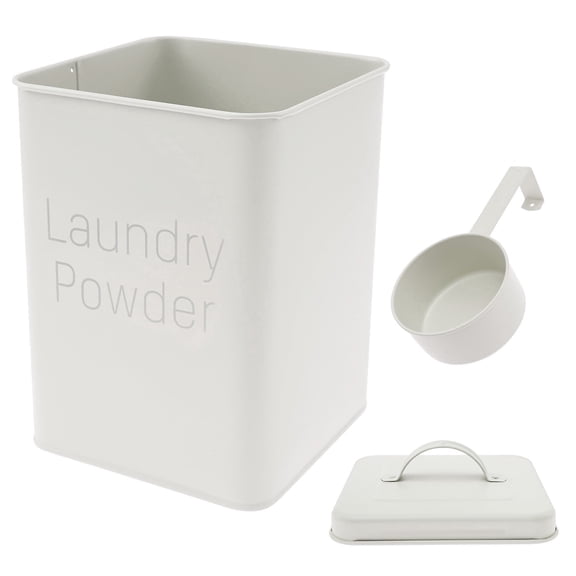 FUYGRCJ Washing Powder Storage Box, 3L Metal Laundry Detergent Storage Container, Laundry Powder Container Bin with Handle Lid Spoon for Laundry Room Travel