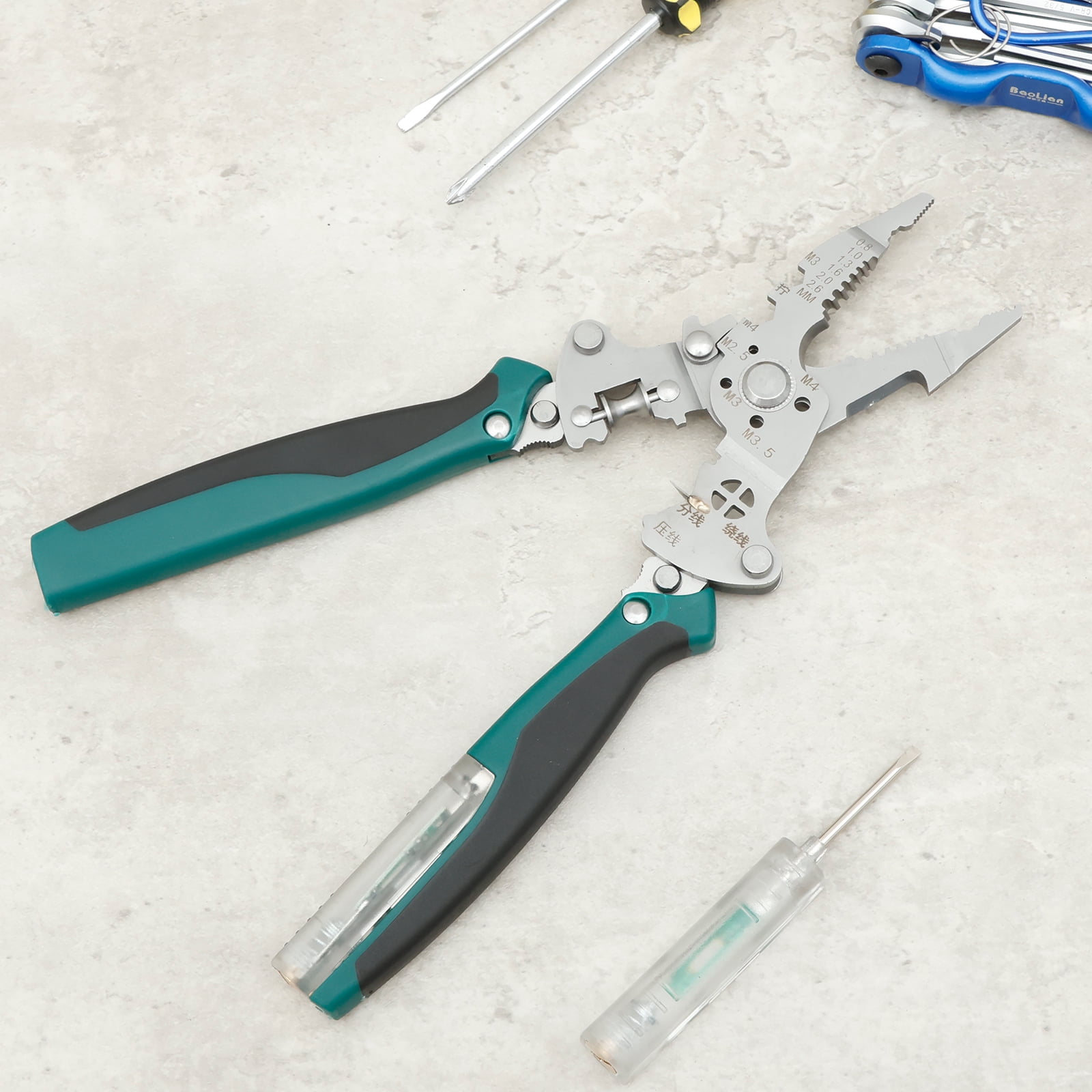 Grusce Wire Stripper Pliers Stainless Steel Cable Peeling Plier ...