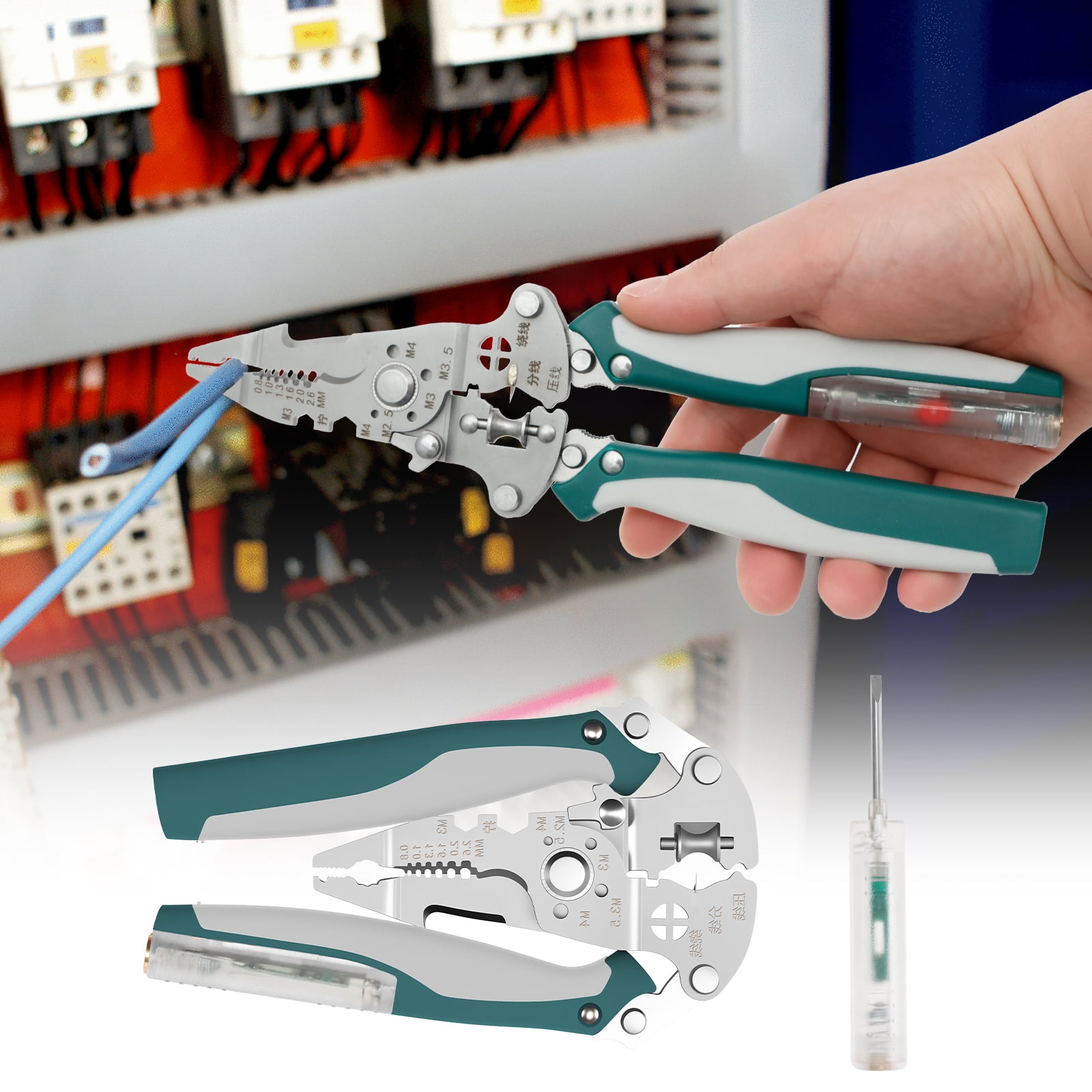 Grusce Wire Stripper Pliers Stainless Steel Cable Peeling Plier ...