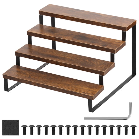 Grusce Wood Tiered Display Stand, 4 Tier Display Stands for Vendor Events, Retail Craft Show Display Risers, Table Top Market Display Shelf for Perfume Candles Tumbler Figures Makeup