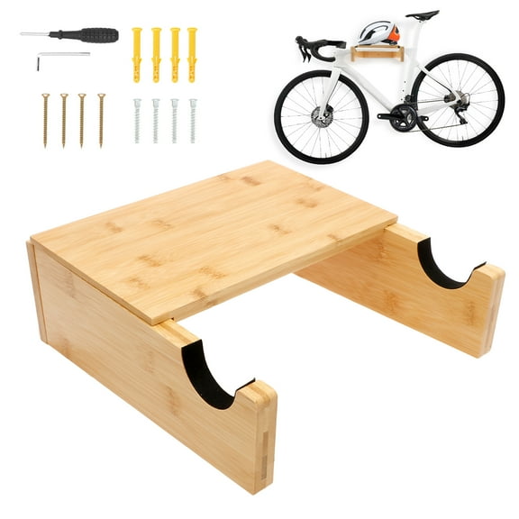 Grusce Wooden Bicycle Rack, Wall Mount Bike Hanger Rack, Space Saving Bike Hanger Holder Easy to Install Bicycle Hanger for Indoor Home or Garage