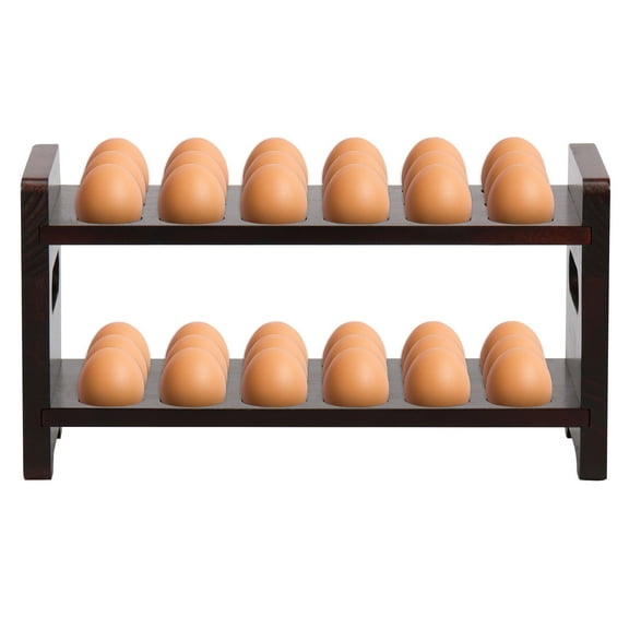 Grusce Wooden Countertop Egg Holder, Double Layer Kitchen Fresh Egg Storage Rack, with Screwdriver for Truffle Cupcake Fridge