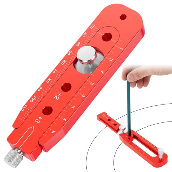Grusce Woodworking Compass Scriber, Metric Inch Scale Adjustable Circle Drawing Marking Gauge, Aluminum Alloy Arc Layout Tool for Carpenter Craft Design
