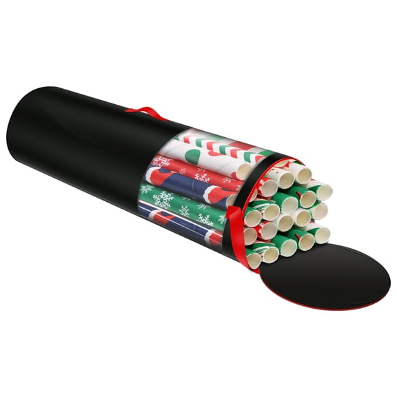 Grusce Wrapping Paper Storage Bag with Handle Zipper 40 Inch Wrapping Paper Organizer Oxford Cloth Wrapping Paper Holder with Clear PVC Window Store Up To 24 Rolls for Gift Wrap Ribbons