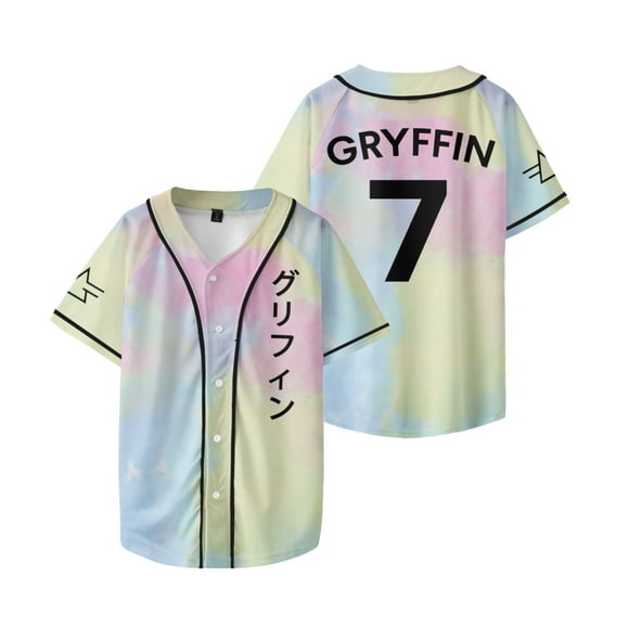 Gryffin Katakana Baseball Jersey Tops Short Sleeve Shirts Women Men Streetwear Tee