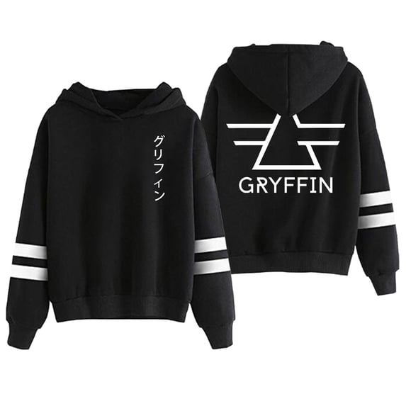 Gryffin Katakana Hoodie Pocketless Parallel Bars Sleeve Streetwear Women Men Hooded Sweatshirt