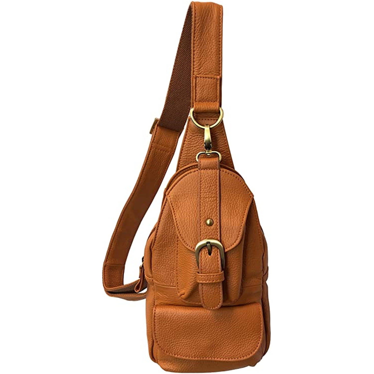 amerileather grylls petite cowhide leather multi pocket sling backpack American Darling Genuine Hair-On Conceal Carry ADBG1521 Quality top grain cowhide leather construction Amerileather Grylls Petite Sling Bag