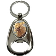 Gryphon, Griffin Mythological Creature, Fantasy, Chrome Plated Metal Spinning Oval Design Bottle Opener Keychain Key Ring