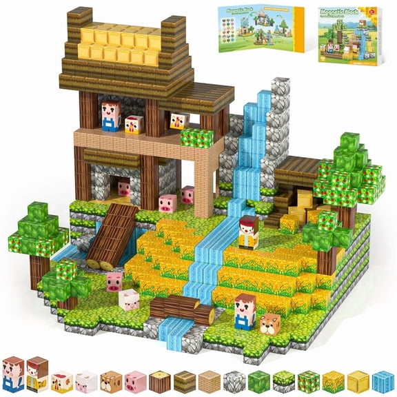 Gryxpox 100Pcs Magnetic Blocks - Building Cubes, STEM Learning Sensory Construction Blocks Set for Kids, 3-10 Years Old Boys Girls Birthday Gift